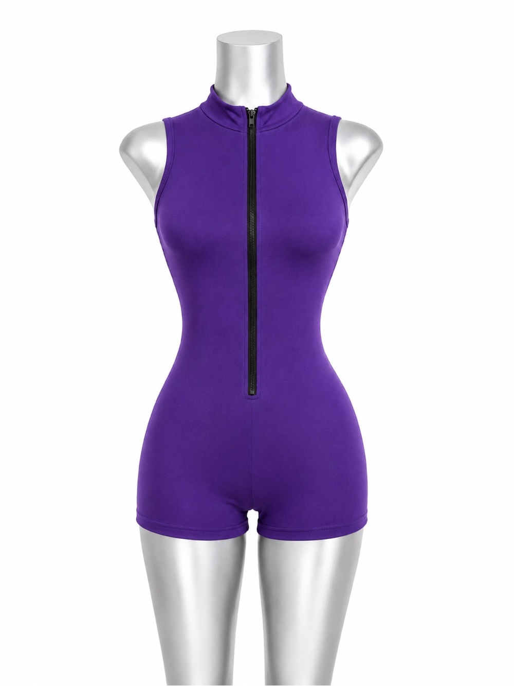 Daisy Purple Zip-Front Sleeveless Swim One-Piece